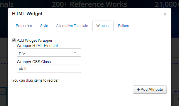 widget wrapper tab
